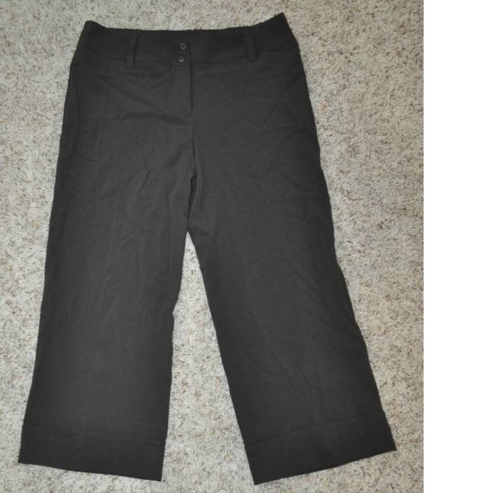 Womens Capris AB Studio Brown size 6 Cuffed Dress Crop Pants Stretch